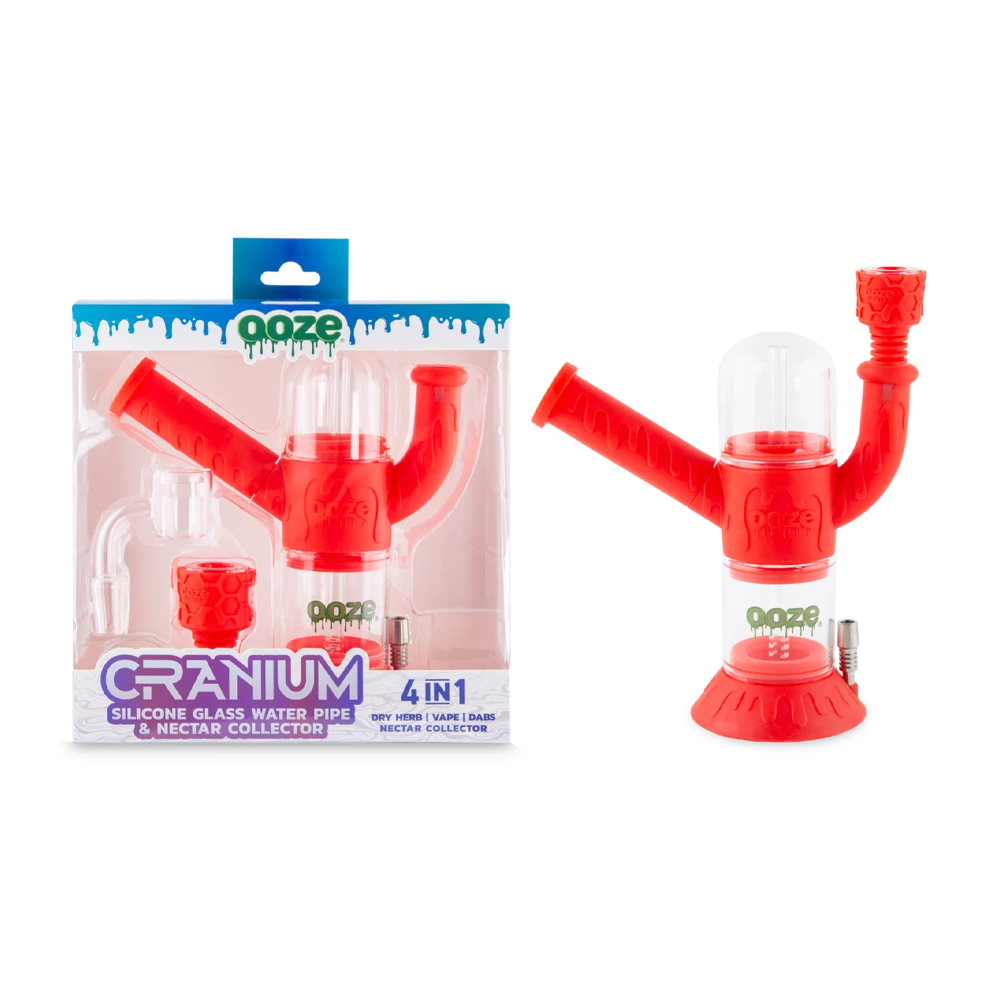 OOZE CRANIUM SILICON/GLASS WATER PIPE - SCARLET