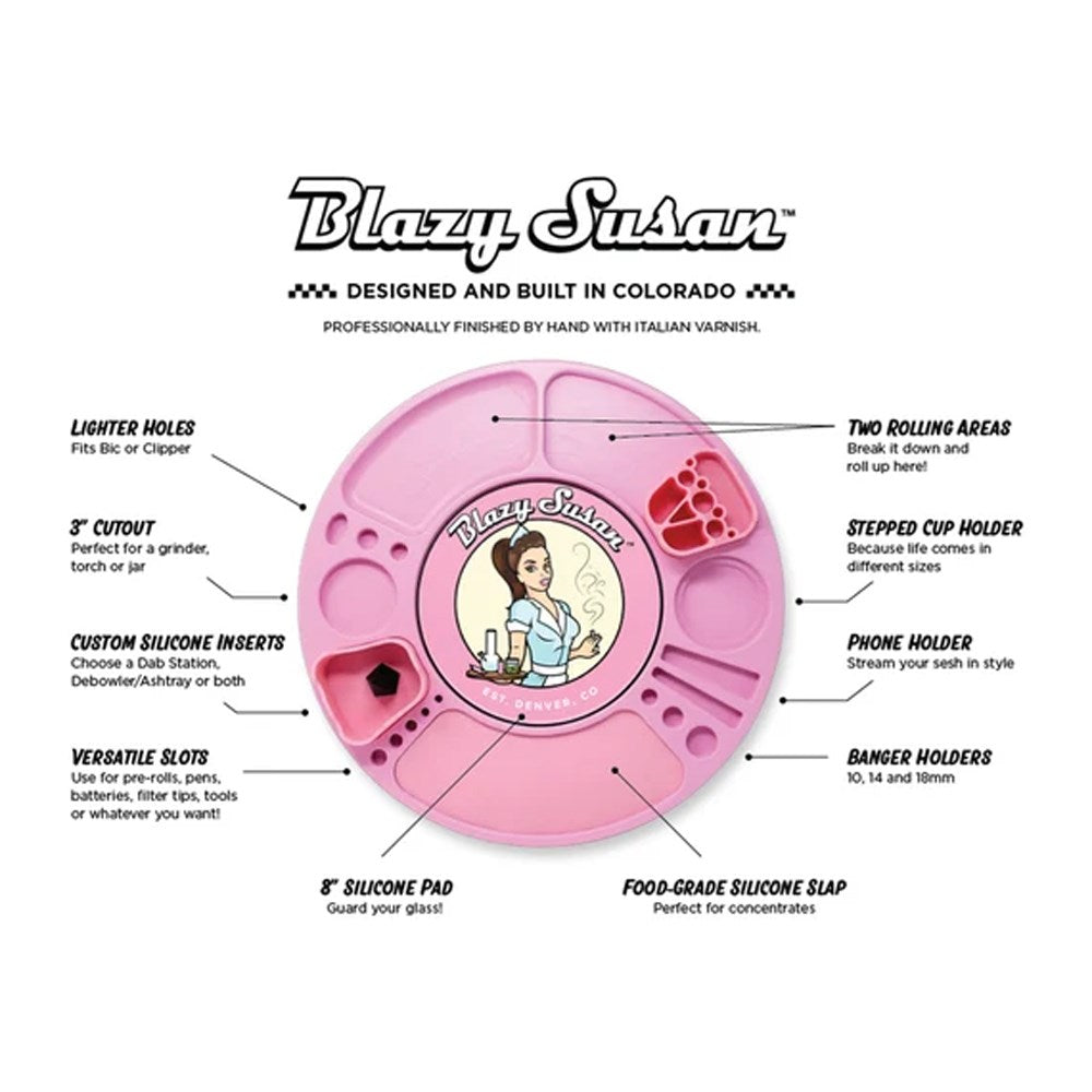 BLAZY SUSAN SPINNING ROLLING TRAY - CHERRY