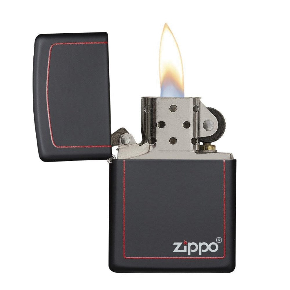 ZIPPO REG BLACK W/ ZIPPO BORDER LIGHTER