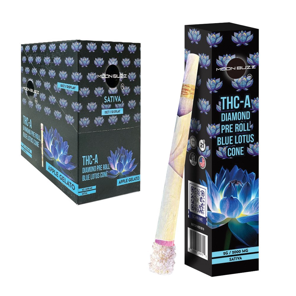 MOON BUZZ THCA BLUE LOTUS PREROLLS SATIVA - APPLE GELATO