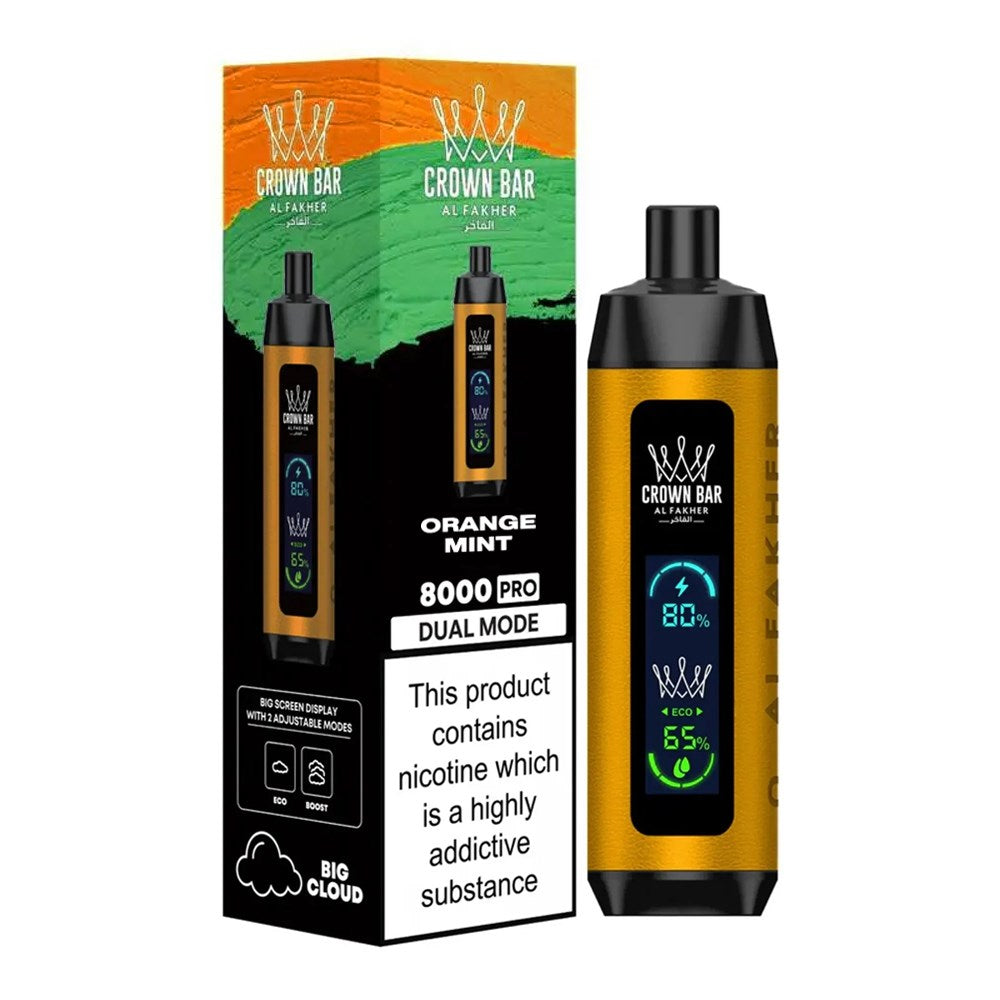 ALFAKHER CROWN BAR PLUS 5% NIC 8000 PUFFS - ORANGE MINT