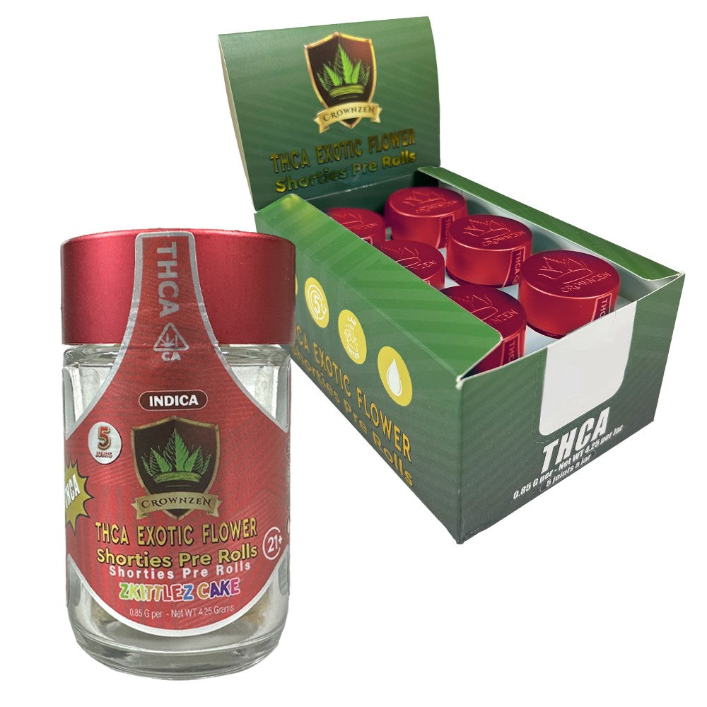 CROWNZEN THCA EXOTIC SHORTIES PREROLLS INDICA - ZKITTLEZ CAKE