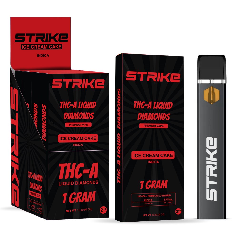 STRIKE THCA LIQUID DIAMOND 1G DISPOSABLE INDICA - ICE CREAM CAKE