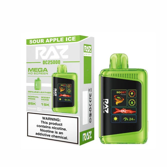 RAZ 5% 25000PUFF DISPOSABLE- SOUR APPLE ICE