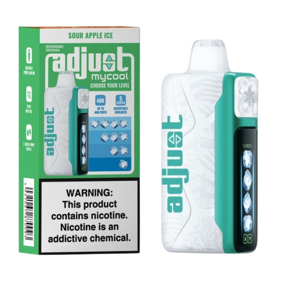 ADJUST MY COOL 5%NIC 40K PUFFS DISPOSABLE - SOUR APPLE ICE