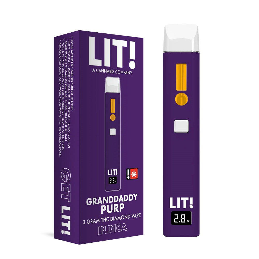 LIT! THC DIAMOND 3G DISPOSABLE INDICA - GRANDADDY PURP