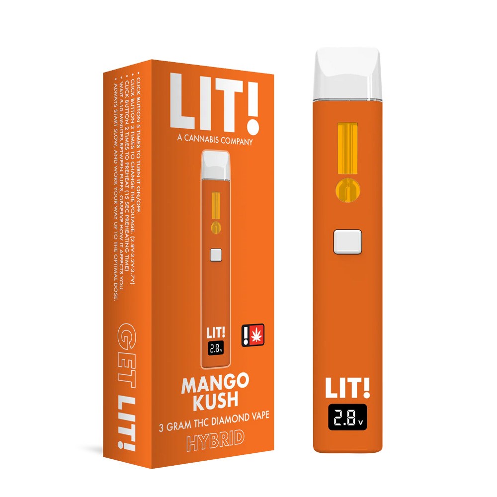 LIT! THC DIAMOND 3G DISPOSABLE HYBRID - MANGO KUSH