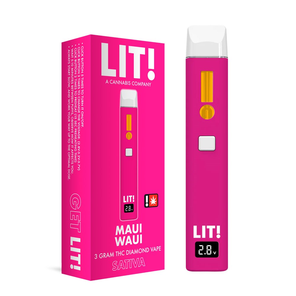 LIT! THC DIAMOND 3G DISPOSABLE SATIVA - MAUI WOWIE