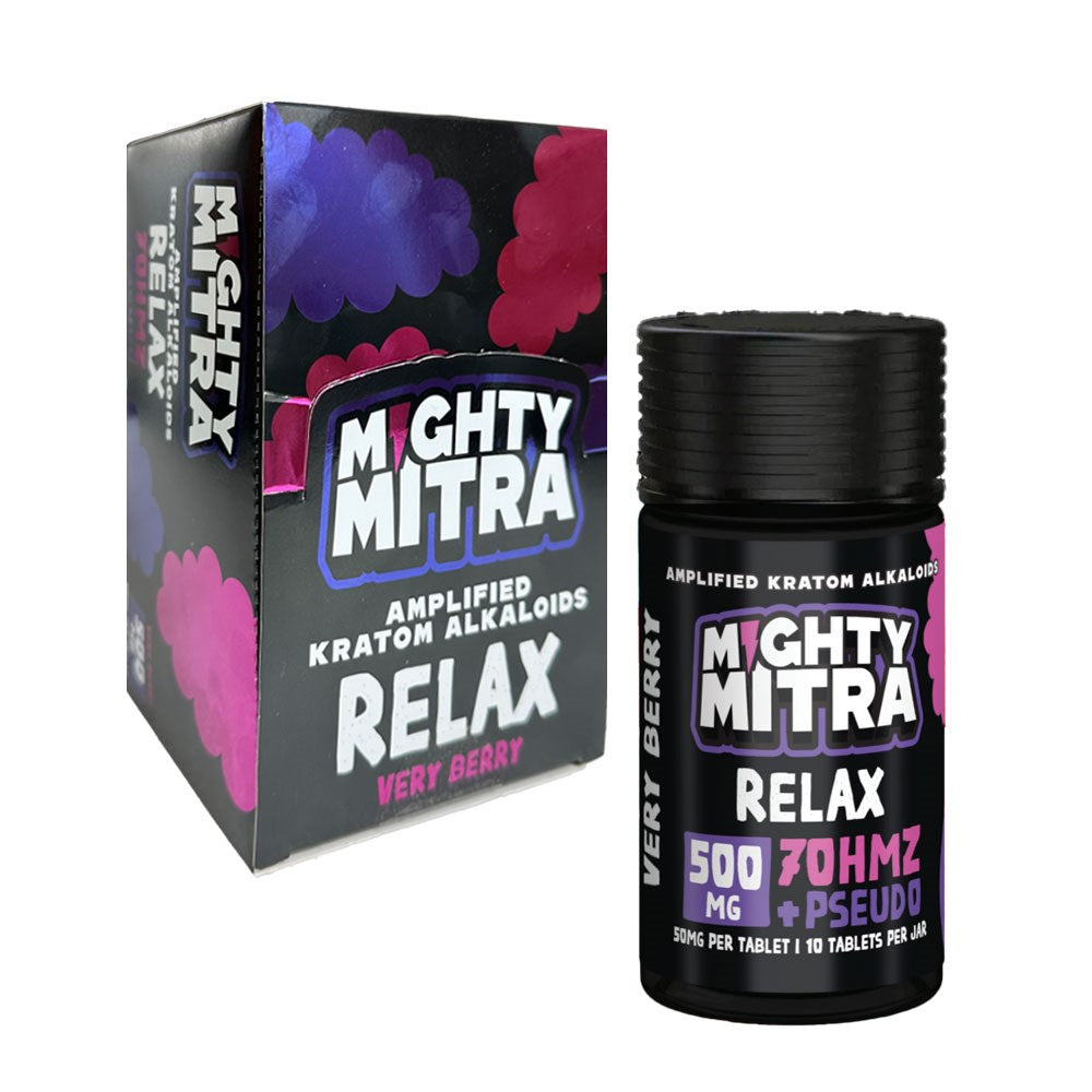 MIGHTY MITRA 500MG 7OHMZ+PSEUDO+RELAX 10CTS KRATOM - VERY BERRY
