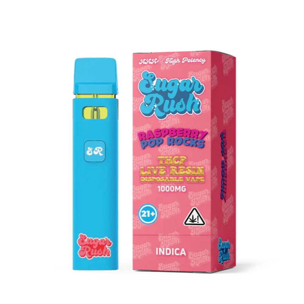 SUGAR RUSH THCP LIVE RESIN 1G DISPOSABLE INDICA - RASP POPROCKS