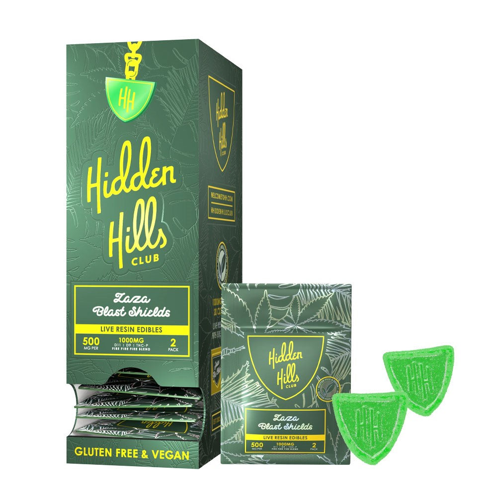 HIDDEN HILLS LIVE RESIN D11/D9/THCP 1G GUMMIES -ZAZA BLAST SHEILDS