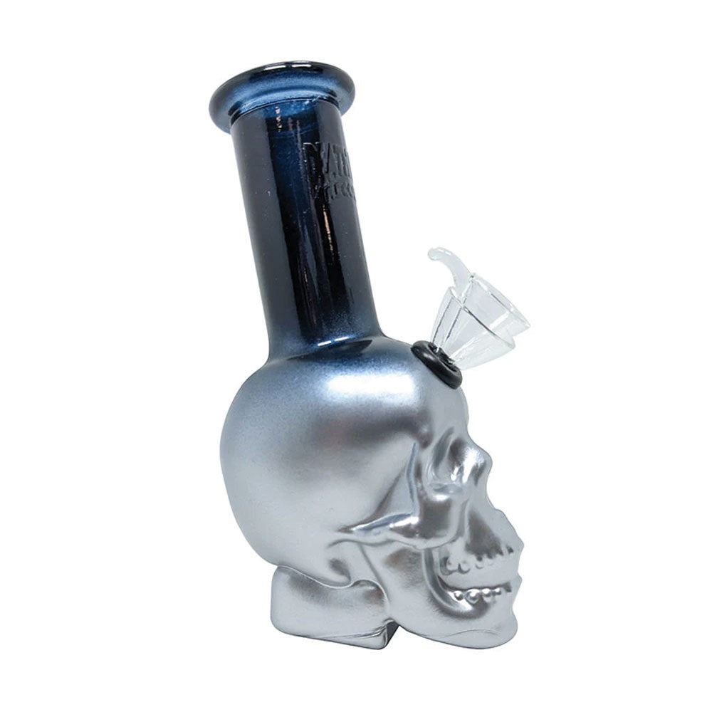 DEATHROW RECORDS SKULL WATERPIPE - BLACK/SILVER