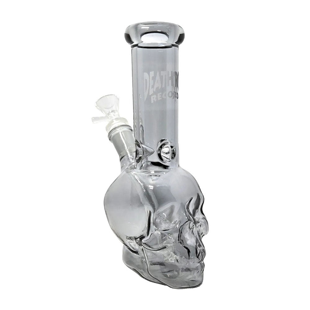 DEATHROW RECORDS MINI METALLIC SKULL 8" WATERPIPE W/ 14MM BOWL