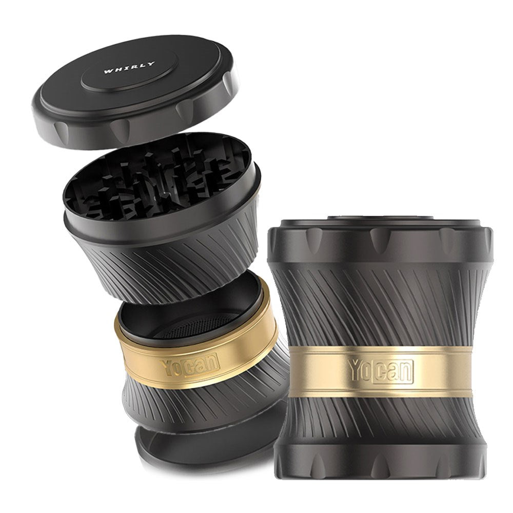 YOCAN WHIRLY PREMIUM ZINC ALLOY 4PRTS GRINDER - GRAY
