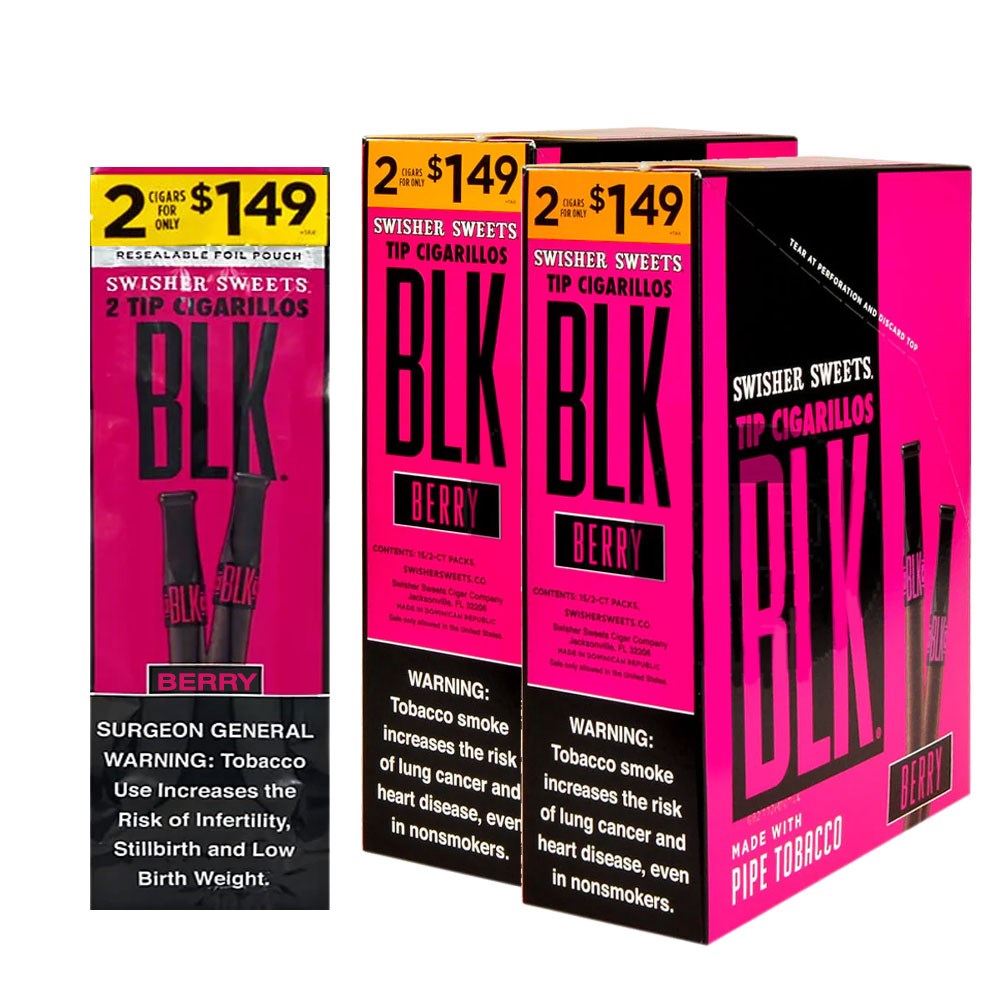 SS BLK 2/1.49 2CTS TIP CIGARILLOS - BERRY