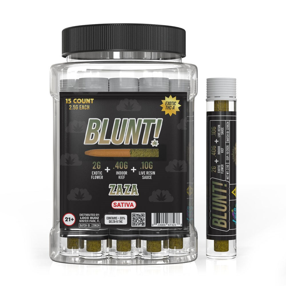 BLUNT! EXOTIC THCA 2.5G PREROLLS INDICA-ZAZA