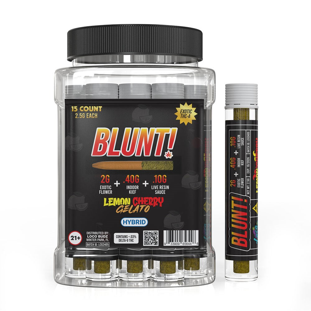 BLUNT! EXOTIC THCA 2.5G PREROLLS HYBRID - LEMON CHERRY GELATO