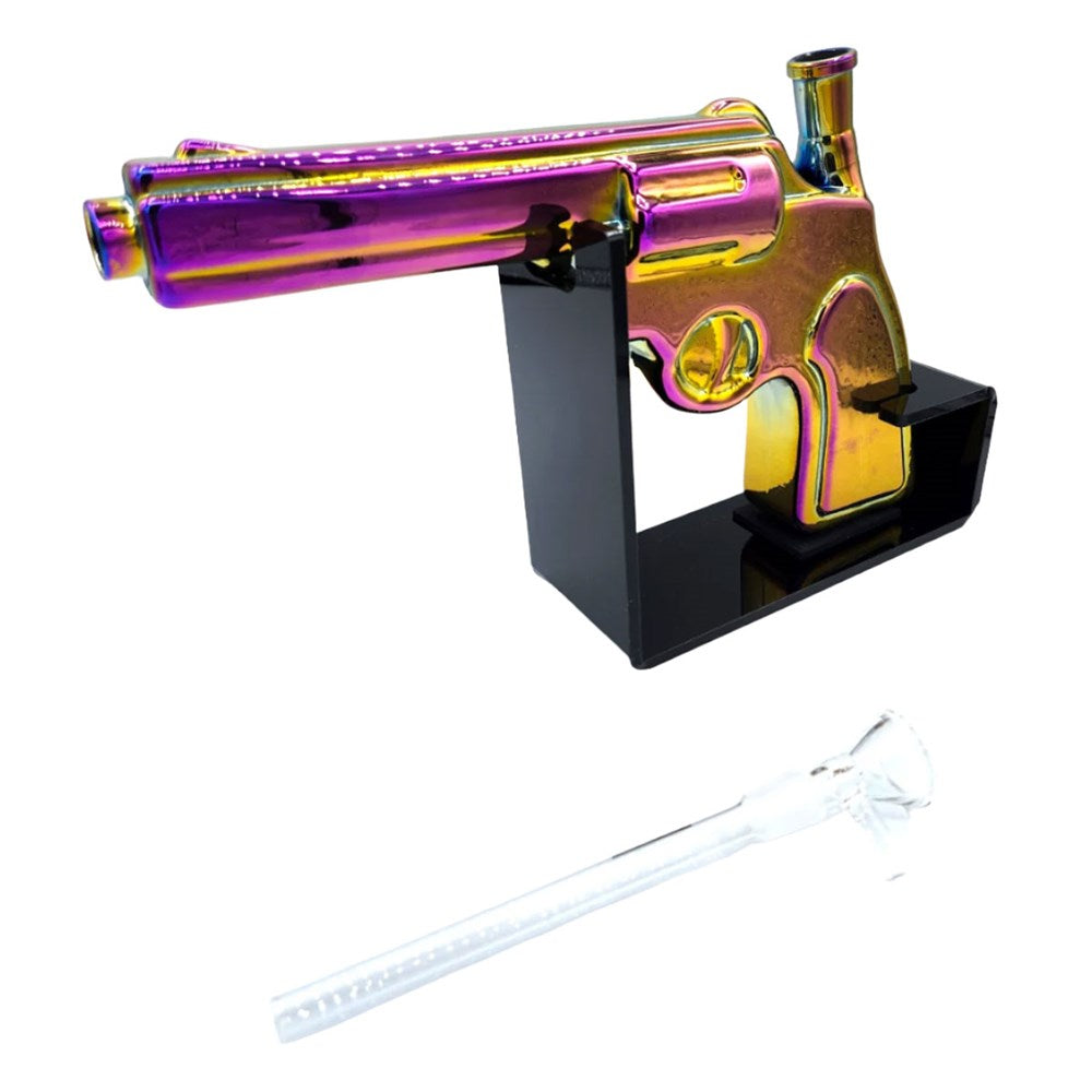 GET LOST PISTOL GLASS WATER PIPE - RAINBOW
