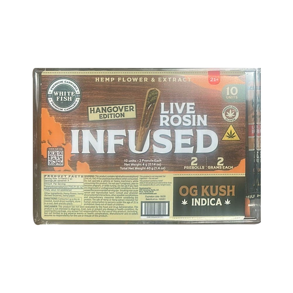 WHITEFISH LIVE ROSIN 2X2 2G PREROLLS INDICA - OG KUSH
