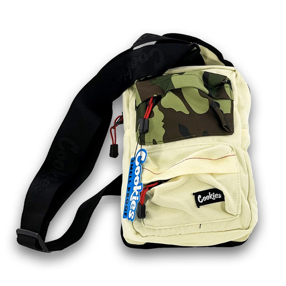 COOKIES SMELL PROOF " RACK PACK" OVER THE SHOULDER SLING BAG - CREAM