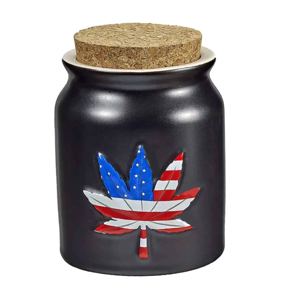 FASHION CRAFT STASH JAR - PATRIOTIC LEAF