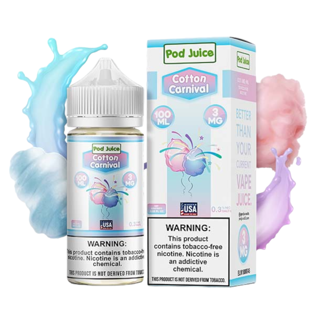 POD SALT NIC 100ML JUICE 3MG - COTTON CARNIVAL