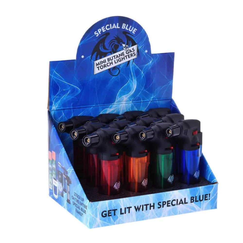 SPECIAL BLUE MINI BERNIE PLASTIC TORCH - 12ct DISPLAY