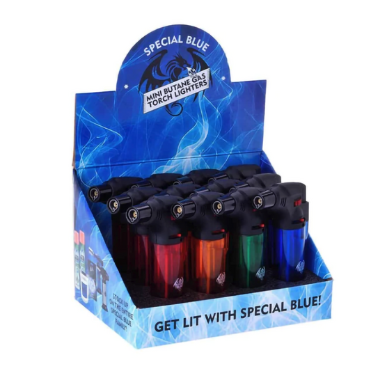 SPECIAL BLUE MINI BERNIE PLASTIC TORCH - 12ct DISPLAY