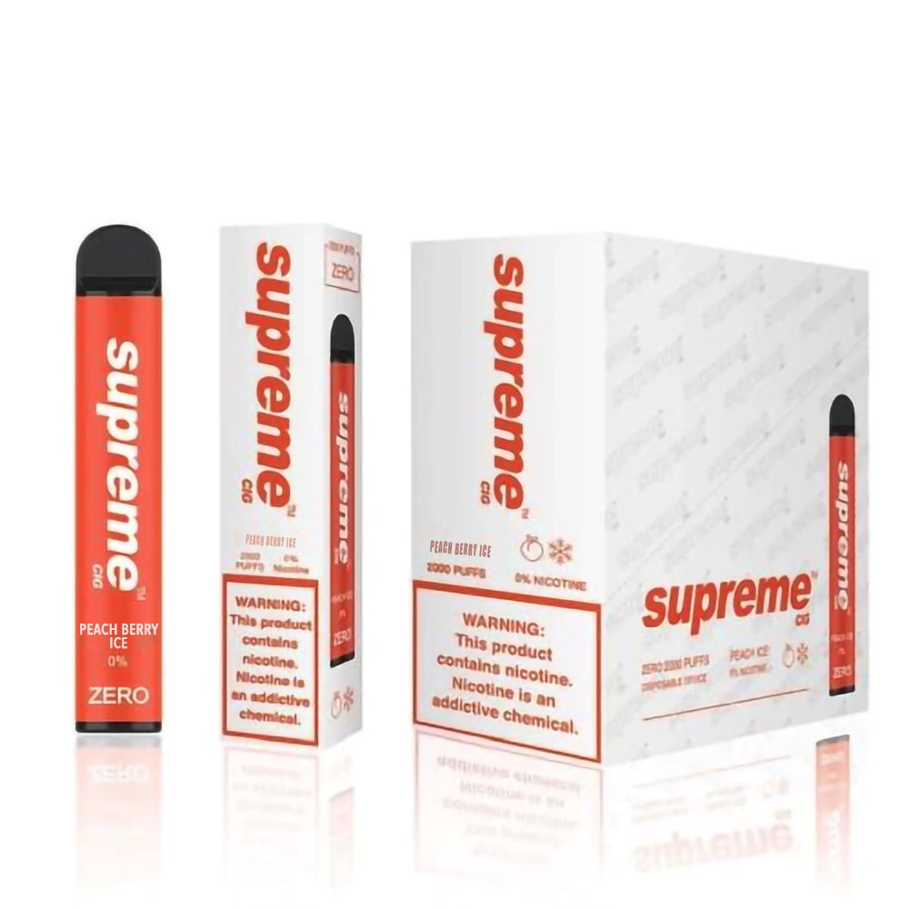 SUPREME CIG ZERO 0% NIC DISPOSABLE - PEACH BERRY ICE