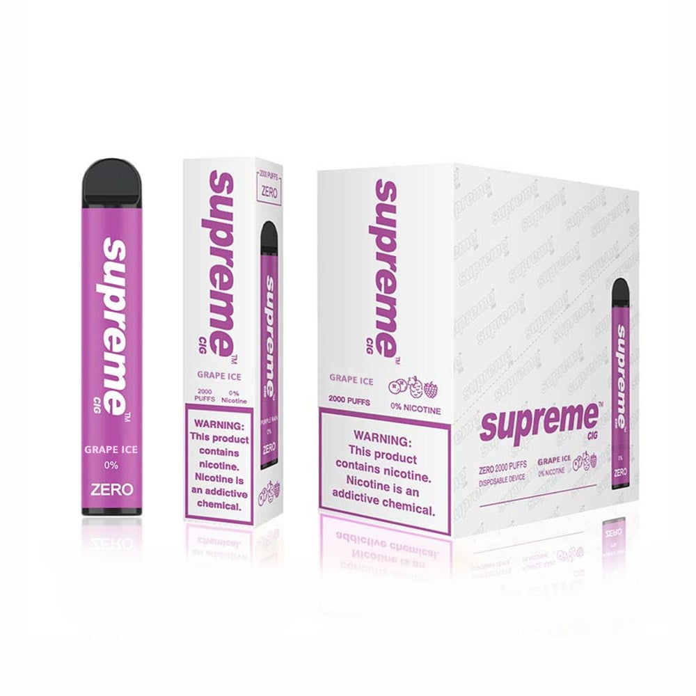 SUPREME CIG ZERO 0% NIC DISPOSABLE - GRAPE ICE