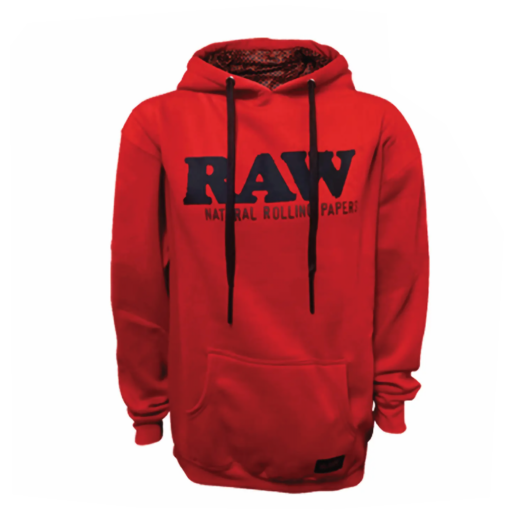 RAW RED COTTON HOODIE W/ BLACK LOGO - 2XL