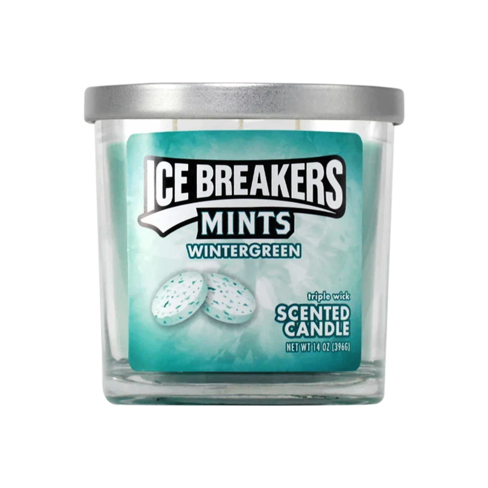 TRIPLE WICK ICE BREAKERS MINT 14OZ CANDLE - WINTER GREEN