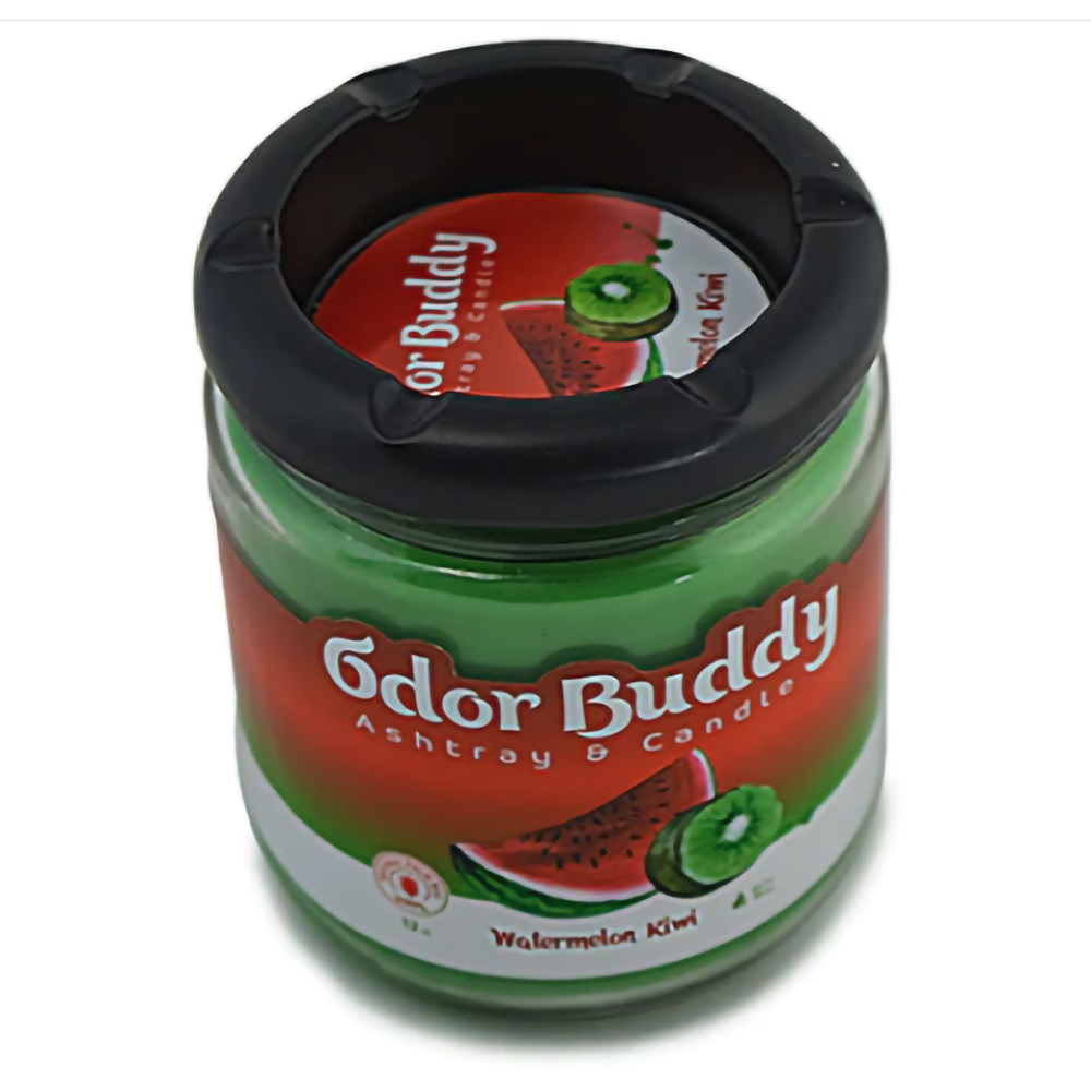 ODOR BUDDY ASHTRAY &amp; CANDLE 12OZ - WATERMELON KIWI