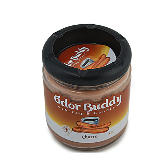 ODOR BUDDY ASHTRAY &amp; CANDLE 12OZ - CHURRO