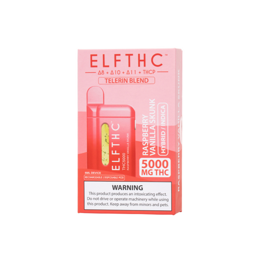 ELF THC TELERIN BLEND 5000MG DISPOSABLE HYBRID/INDICA - RASPBERRY VAILLA SKUNK