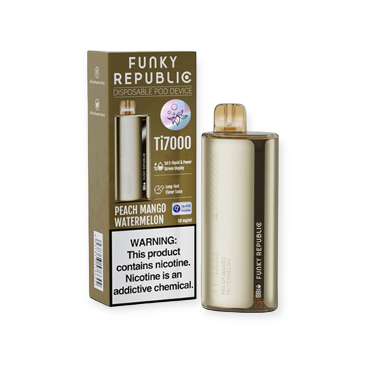 FUNKY REPUBLIC 5% 7000 PUFFS DISPOSABLE - PEACH MANGO WATERMELON