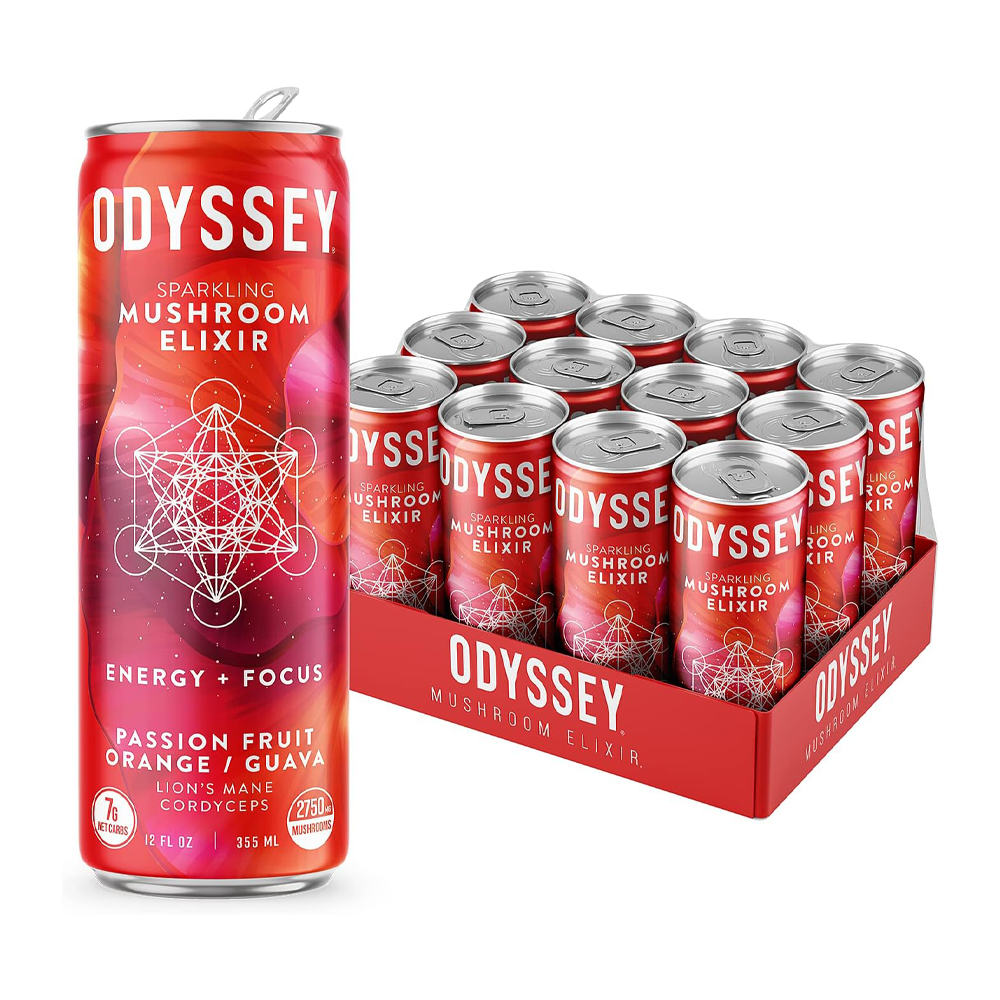 ODYSSEY MUSHROOM ELIXIR SPARKLING ENERGY DRINK- PASSION FRUIT ORANGE GUAVA