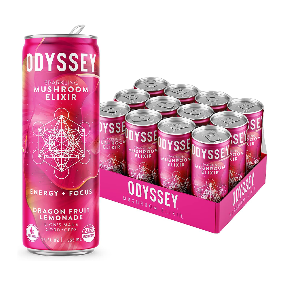 ODYSSEY MUSHROOM ELIXIR SPARKLING ENERGY DRINK- DRAGONFRUIT LEMONADE
