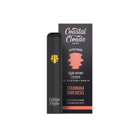 COASTAL CLOUDS  LIVE RESIN D8THC +HHC-P 2G DISPOSABLE  SATIVA/ HYBRID - STRAWNANA SOUR DIESEL