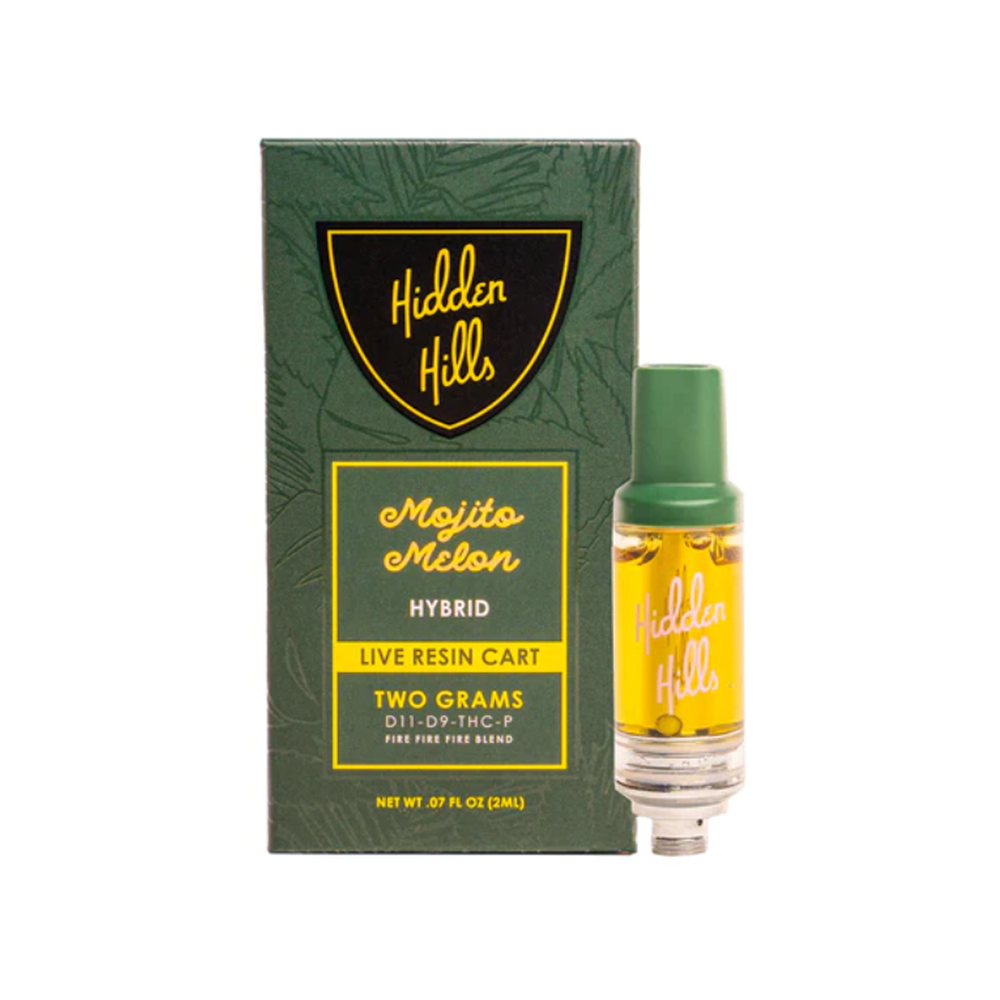 HIDDEN HILLS BLEND D11/D9/THCP LIVE RESIN 2G CARTRIDGE HYBRID - MOJITO MELON