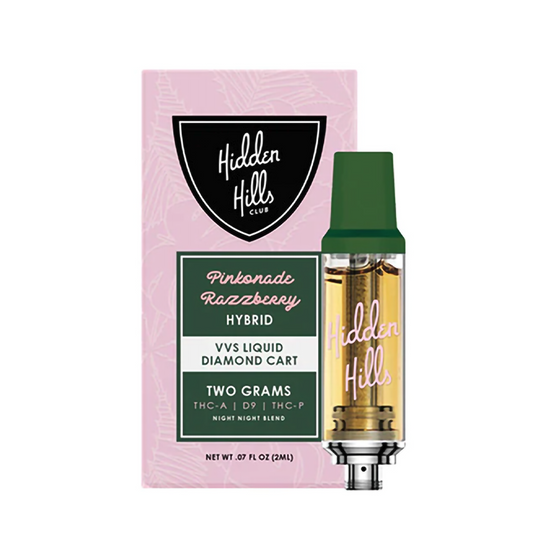 HIDDEN HILLS VVS LIQUID DIAMOND D9/THCA/THCP 2G CARTRIDGE HYBRID - PINKONADE RAZZBERRY