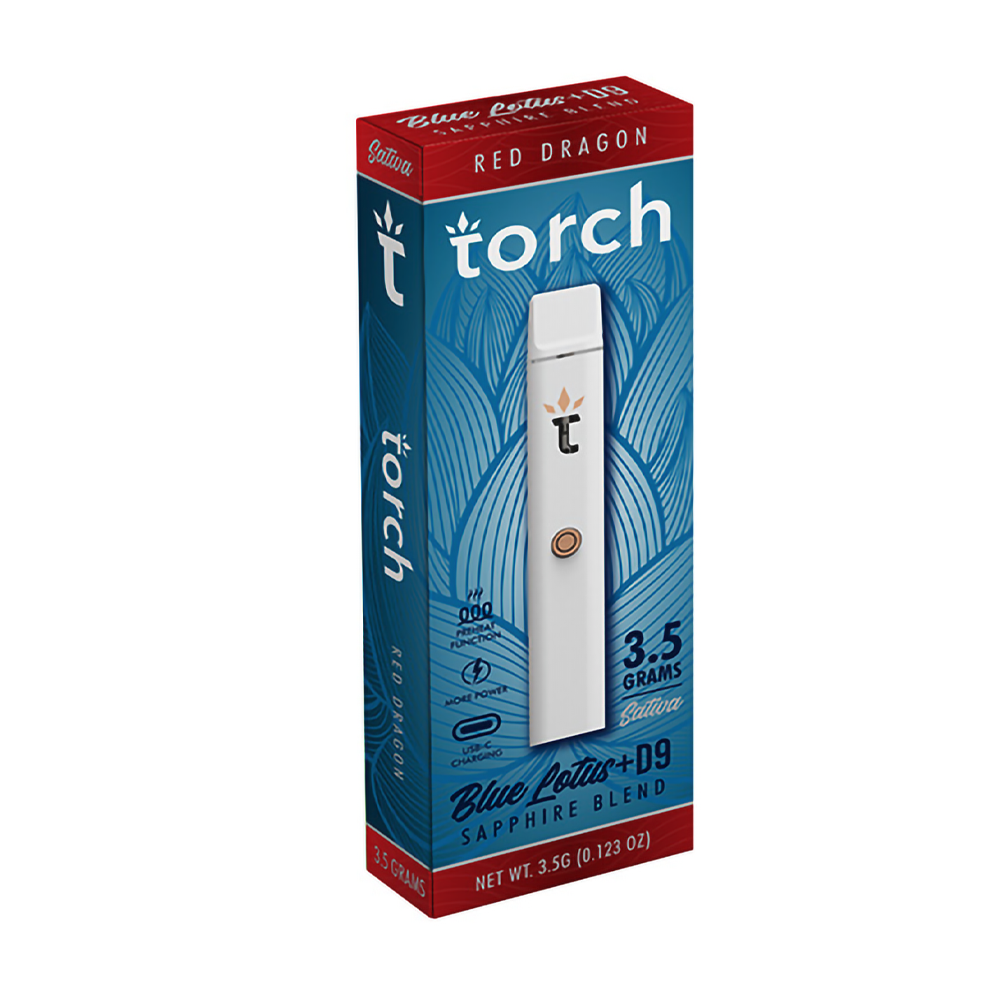 TORCH BLUE LOTUS + D9 3.5G SAPPHIRE BLEND DISPOSABLE SATIVA - RED DRAGON
