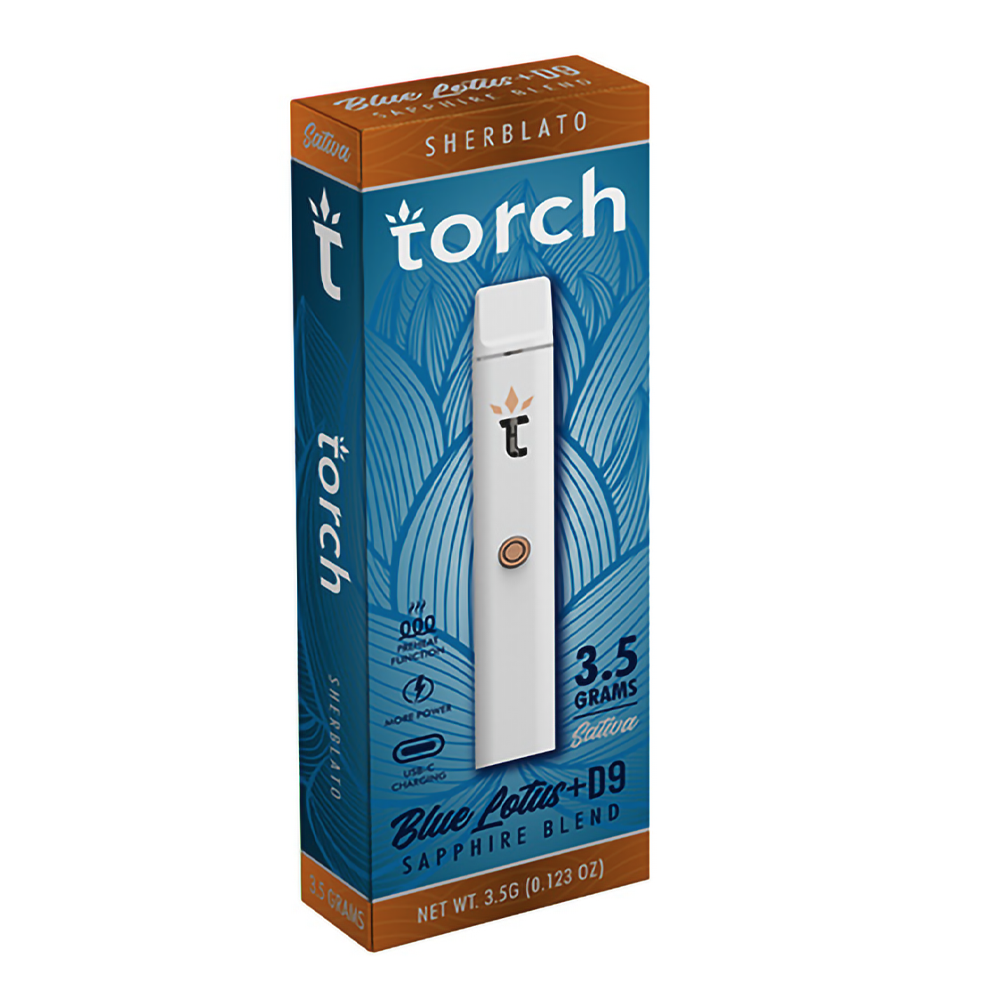 TORCH BLUE LOTUS + D9 3.5G SAPPHIRE BLEND DISPOSABLE SATIVA - SHERBLATO