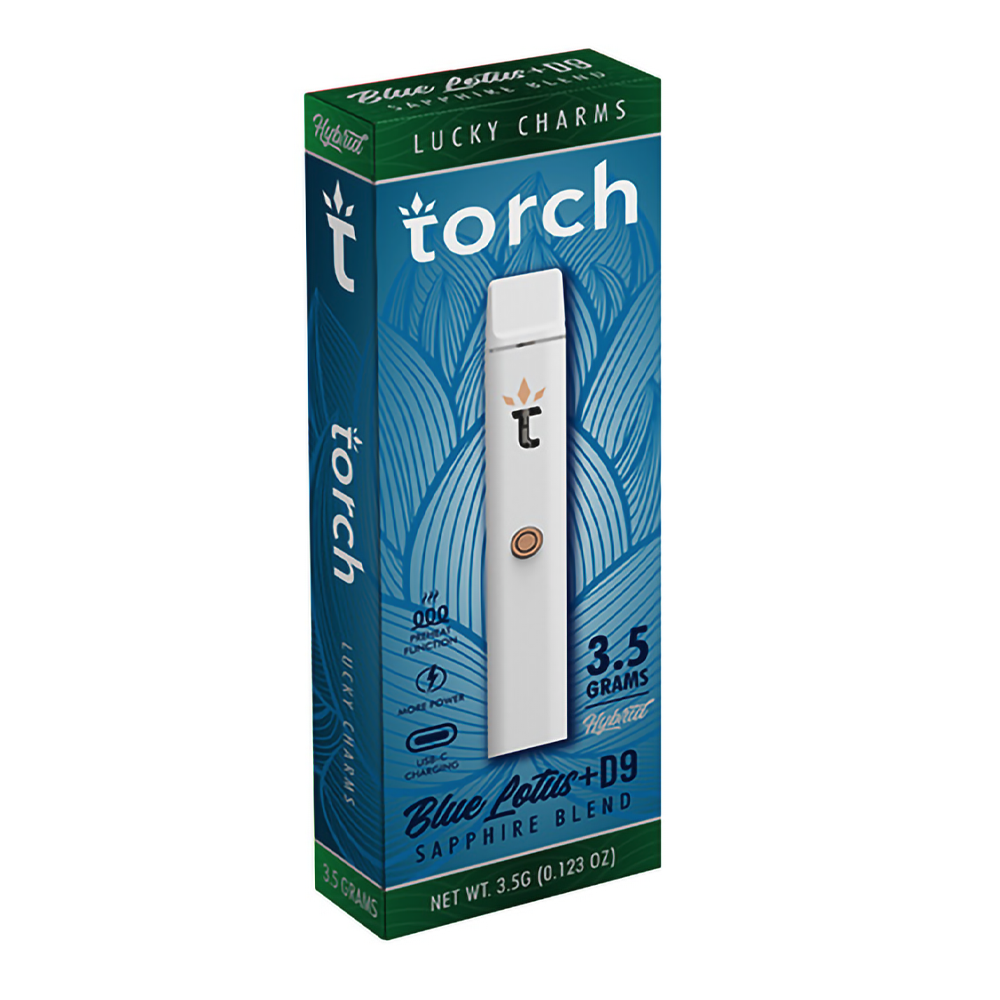 TORCH BLUE LOTUS + D9 3.5G SAPPHIRE BLEND DISPOSABLE HYBRID - LUCKY CHARMS
