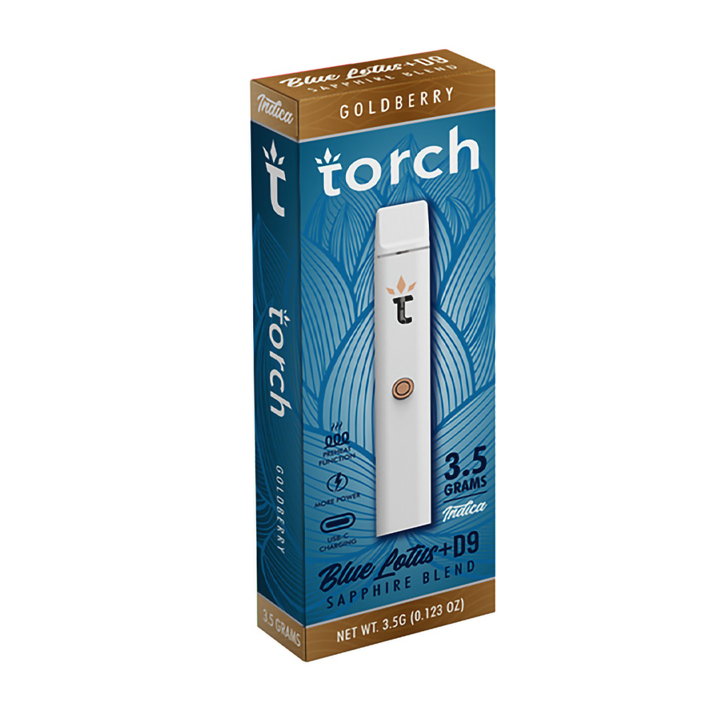 TORCH BLUE LOTUS + D9 3.5G SAPPHIRE BLEND DISPOSABLE INDICA - GOLDBERRY