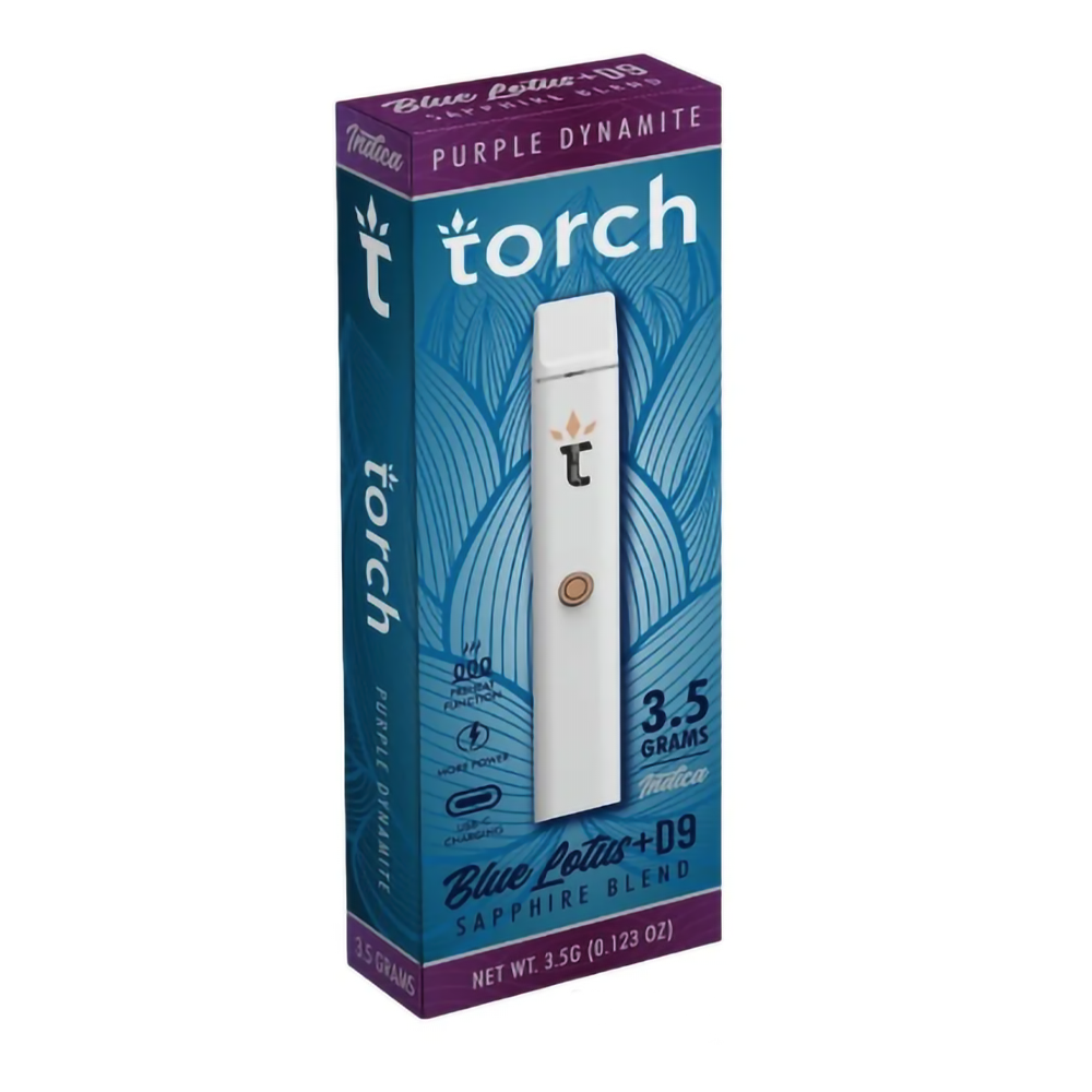 TORCH BLUE LOTUS + D9 3.5G SAPPHIRE BLEND DISPOSABLE  INDICA - PURPLE DYNAMITE