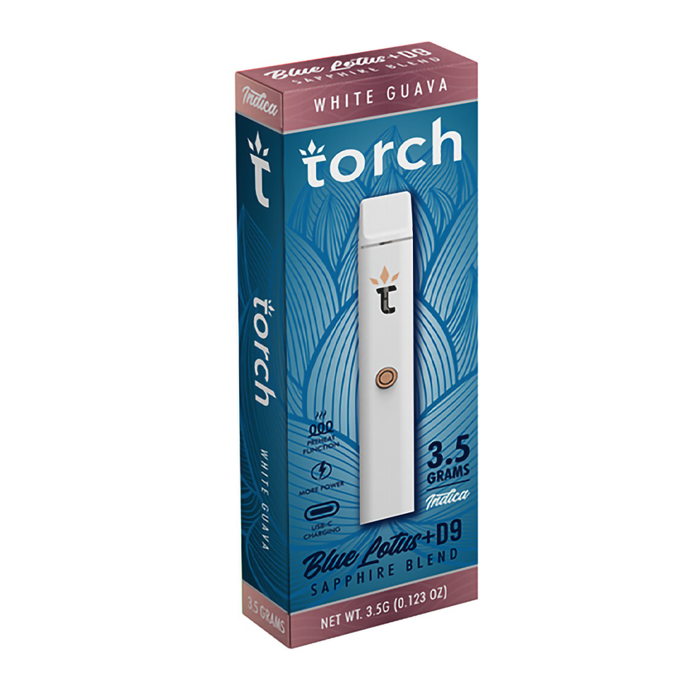 TORCH BLUE LOTUS + D9 3.5G SAPPHIRE BLEND DISPOSABLE INDICA - WHITE GUAVA