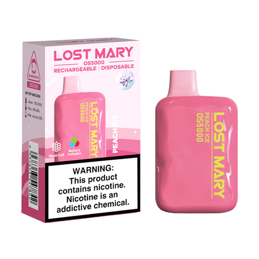 LOST MARY OS5000 5% SALT NIC DISPOSABLE - PEACH ICE