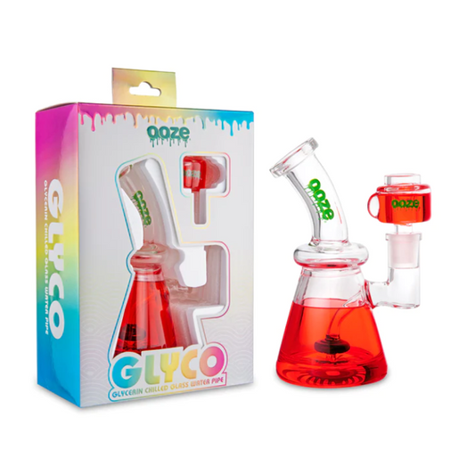 OOZE GLYCO GLASS WATER PIPE - SCARLET