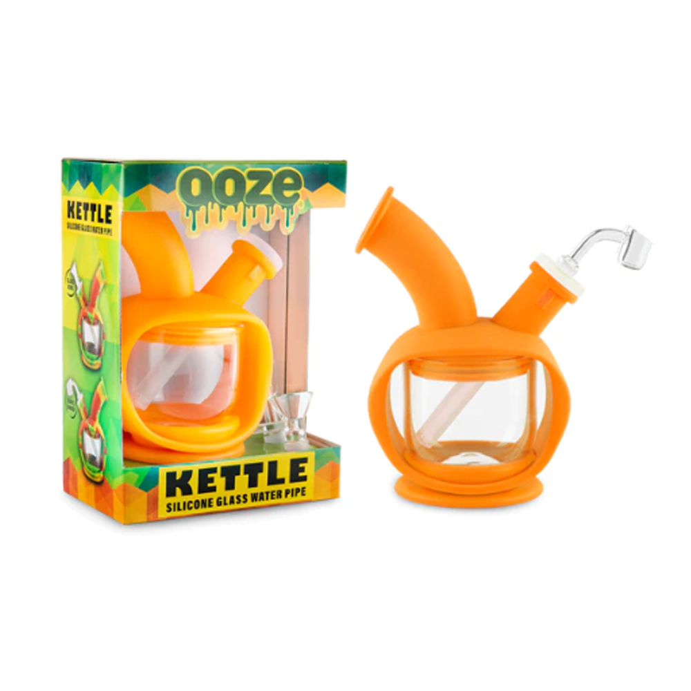 OOZE KETTLE SILICON/GLASS WATER PIPE - ORANGE